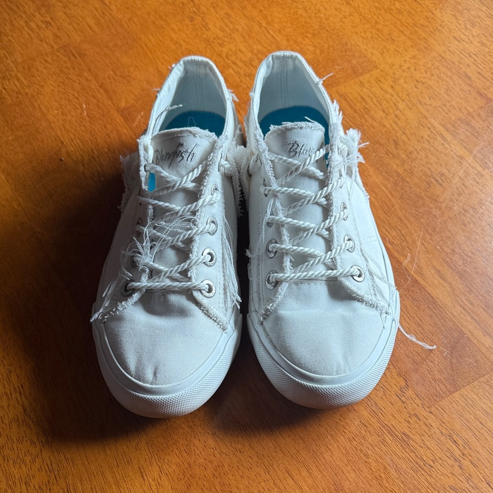 Blowfish White Frayed Canvas Shoes